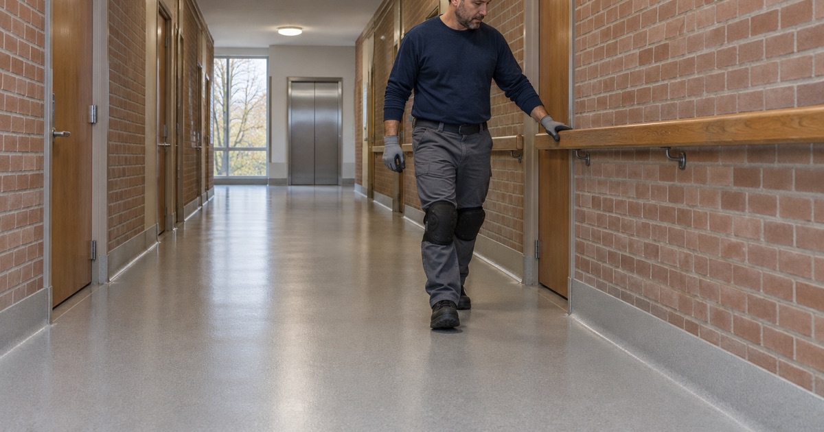 A new resinous corridor floor in a Country Club Hills care building